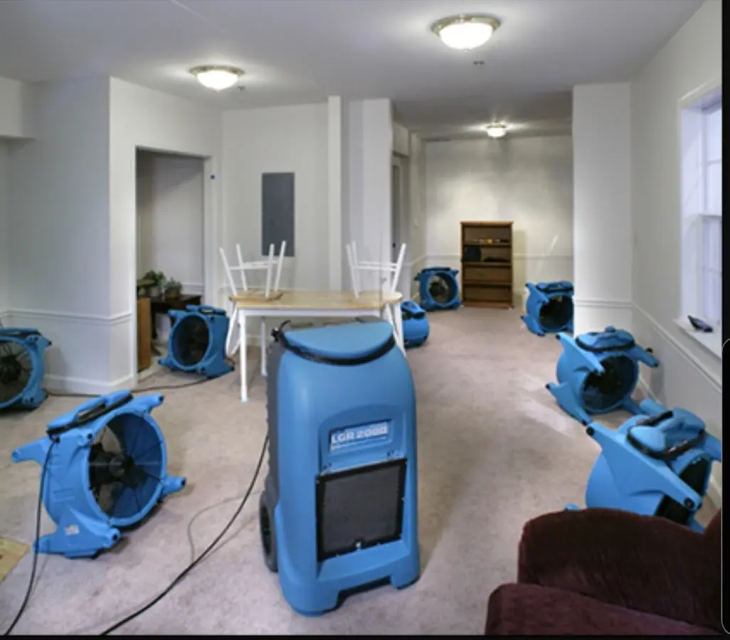 Air movers and dehumidifier setup for Water Extraction & Removal in Santa Maria